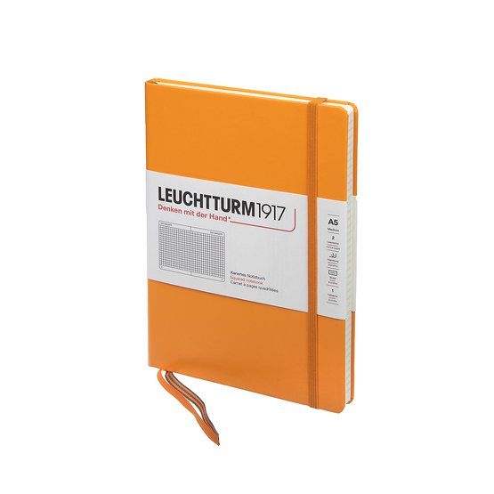 Блокнот Leuchtturm1917 Classic A5 (14.5x21см.) 80г/м2 - 251 стр. в клетку, твердая обложка, цвет: восходящее солнце
