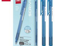 Шариковая ручка Deli SCRIVIN EQ105-BL 0,5 мм синие чернила. Тонированный корпус обеспечивает удобный захват. Подходит для ежедневного письма.