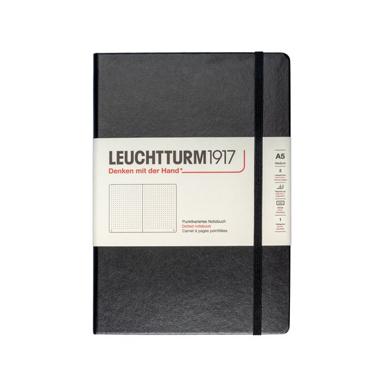 Блокнот Leuchtturm1917 Classic A5 (14.5x21см.) 80г/м2 - 251 стр. в точку, твердая обложка, цвет: черный