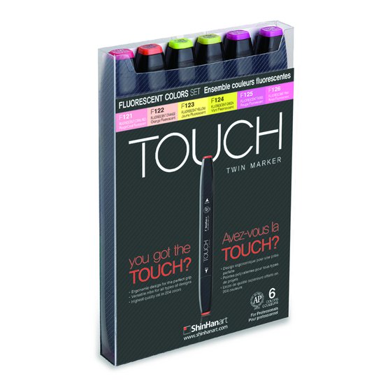 Набор маркеров ShinHan TOUCH TWIN Fluorescent  6цв. флуоресцентные цвета