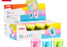 Точилка Deli Bali оснащена одним отверстием и контейнером для сбора стружки. Трехгранный корпус удобно лежит в руке. Представлена в трех цветах ассорти и подходит для ежедневного использования.