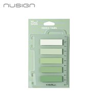 Флажки-закладки пластиковые самоклеящиеся NuSign, 12х44х0,2 мм, 5 оттенков по 20 л, пластиковая подложка с линейкой и креплением на кольца, зеленые