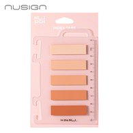 Флажки-закладки пластиковые самоклеящиеся NuSign, 12х44х0,2 мм, 5 оттенков по 20 л, пластиковая подложка с линейкой и креплением на кольца, розовые
