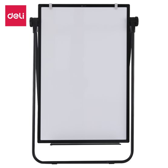 Флипчарт Deli, сталь, магнитно-маркерная лак 60x90 см на подставке, алюминиевая рама, белый, лоток