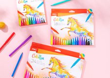 Набор фломастеров Deli ColoRun содержит 24 ярких цвета для рисования и раскрашивания. Вентилируемые колпачки повышают безопасность при использовании детьми. Фломастеры подходят для школы, творчества и хобби.