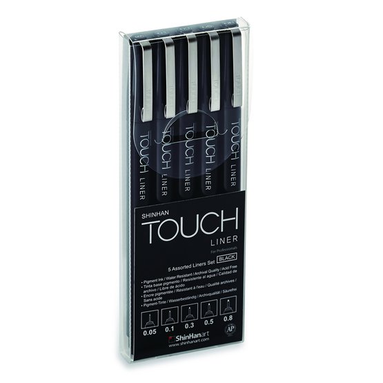 Набор капиллярных ручек ShinHan TOUCH Liner (черный:0,05-0,1-0,3-0,5-0,8) 5шт в блистере