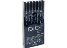 Набор капиллярных ручек ShinHan TOUCH Liner (черный:0,05-0,1-0,3-0,5-0,8, кисть, долото) 7шт в блистере