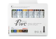 Палитра набора премиальной акварели PWC от южнокорейского бренда Shinhan Art «Земля»  состоит из 6 насыщенных цветов в тубах по 7,5 мл:
№562 Оливково-зеленый
№618 Кобальт синий
№674 Охра жёлтая
№665 Сиена жженая
№668 Красно-коричневый
№680 Ван Дик коричневый
Цвета PWC чистые и прозрачные, от…