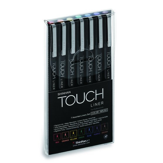 Набор капиллярных ручек TOUCH Liner Brush (7 цветов) 7 штук в блистере