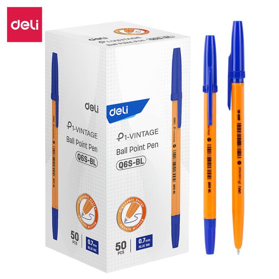 Шариковая ручка Deli EQ6S-BL 0,7 мм с пулевидным наконечником. Синие чернила обеспечивают стабильное письмо без пропусков. Подходит для ежедневного офисного и школьного использования.
