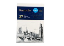 Набор для скетчинга Finenolo карандаши, ластики, аксессуары 27 предметов в пенале-свитке