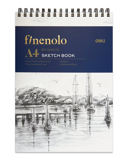 Альбом для графики Finenolo 160г/м2 A4 60л спираль по короткой стороне твердая обложка
